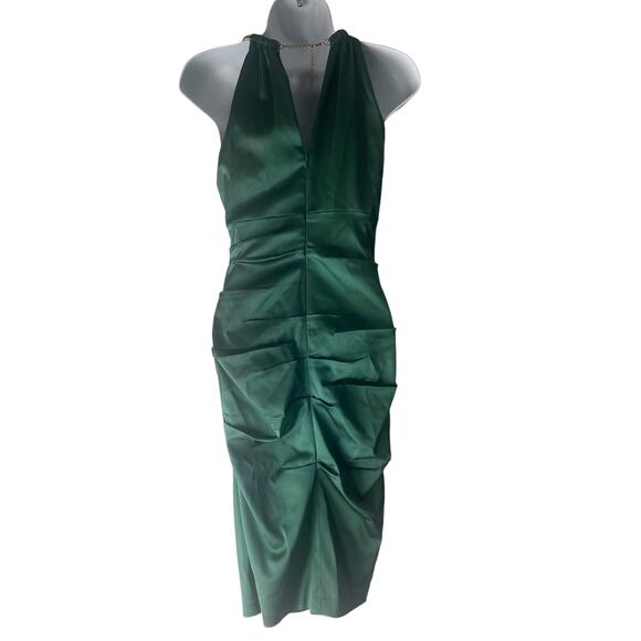 Cache Women's Size 2 XS Green Chain Neck Ruched Mermaid Formal Evening Dress - Picture 3 of 13